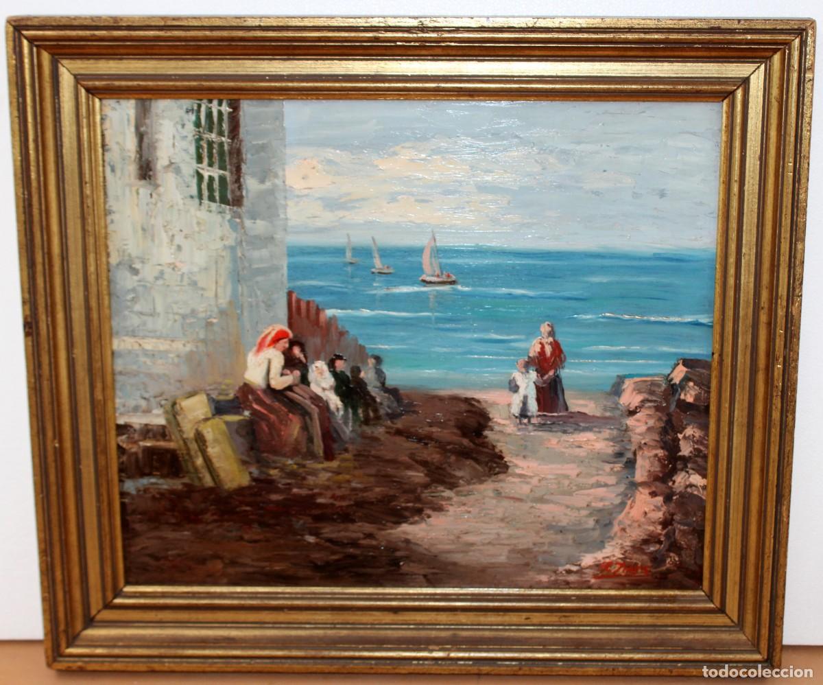 Arte: ESCUELA VALENCIANA (PRINCIPIOS SIGLO XX) OLEO SOBRE TABLA DE AUTOR DESCONOCIDO. ESCENA MEDITERRANEA