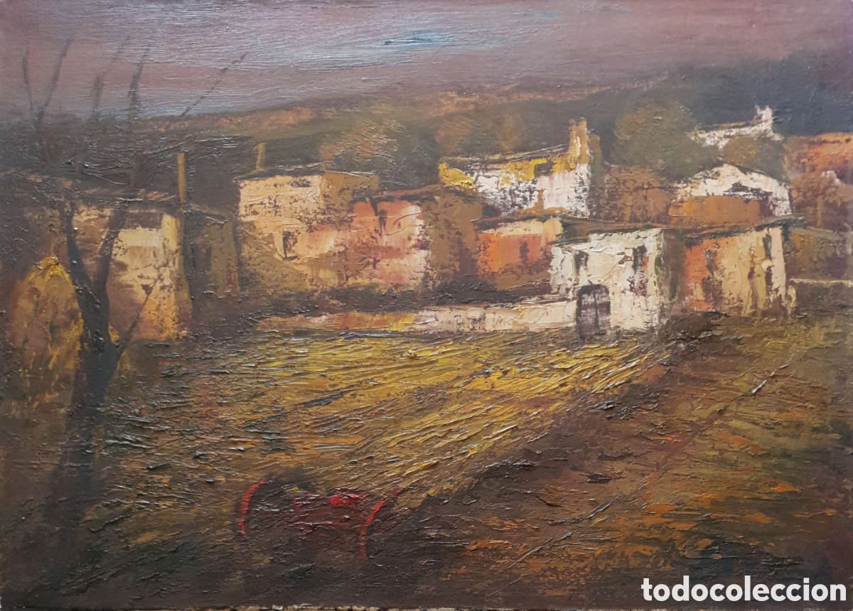 Arte: Juan Escoda Corominas (Barcelona, 1920-2012) - Caserio y Labranza.Expresionismo.Oleo/Tela.