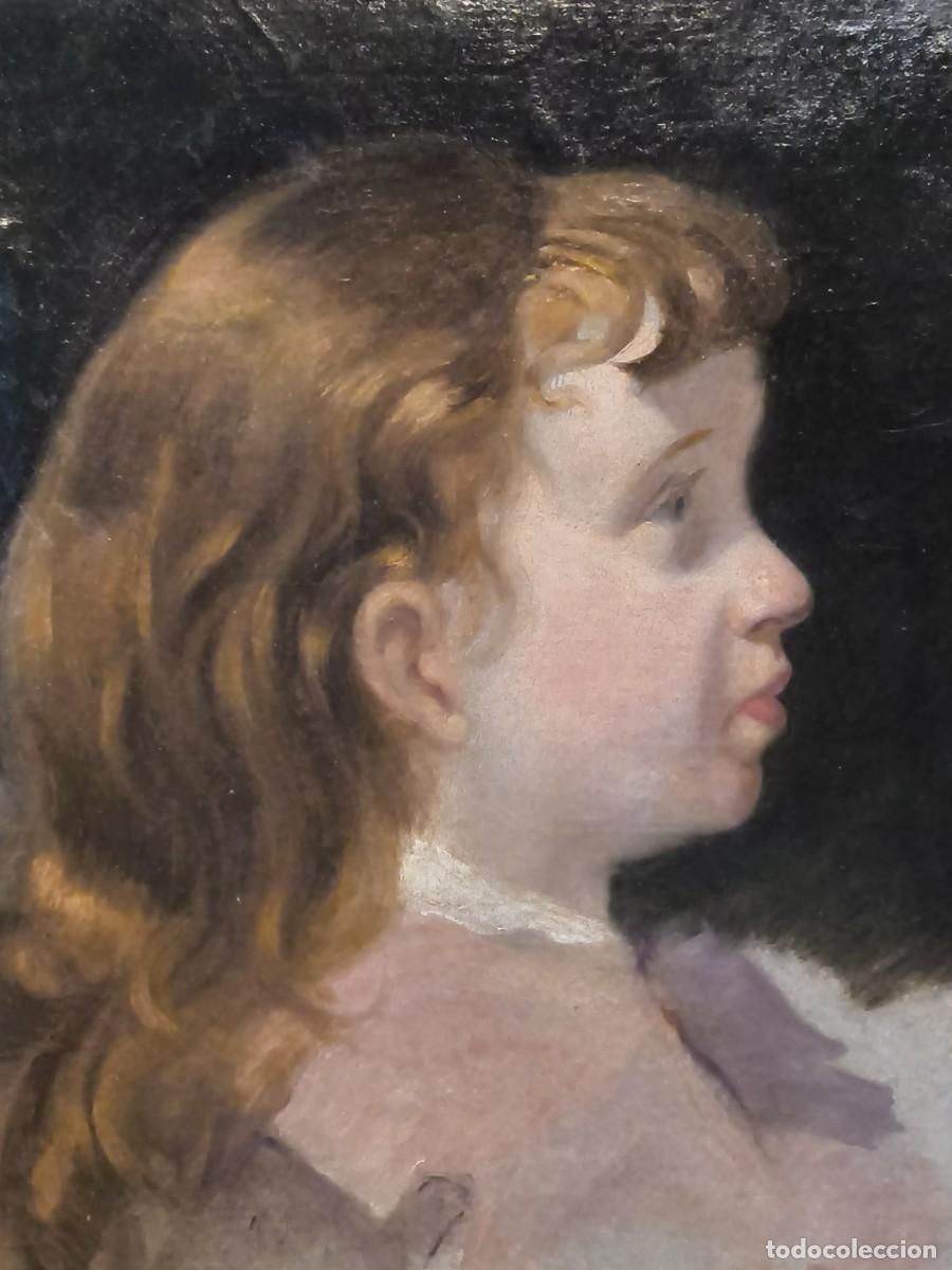 Arte: CIRCULO DE BOUGUEREAU. ESCUELA FRANCESA S. XIX. RETRATO NI&Ntilde;A DE PERFIL. LIENZO.