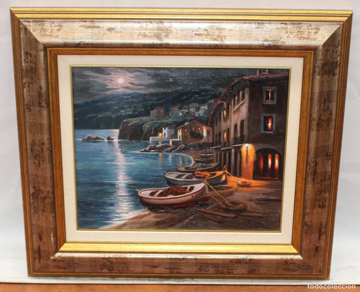 Arte: FRANCESC TORNER&Oacute; G&Oacute;MEZ (1934) OLEO SOBRE TELA. VISTA NOCTURNA DE CALELLA DE PALAFRUGELL
