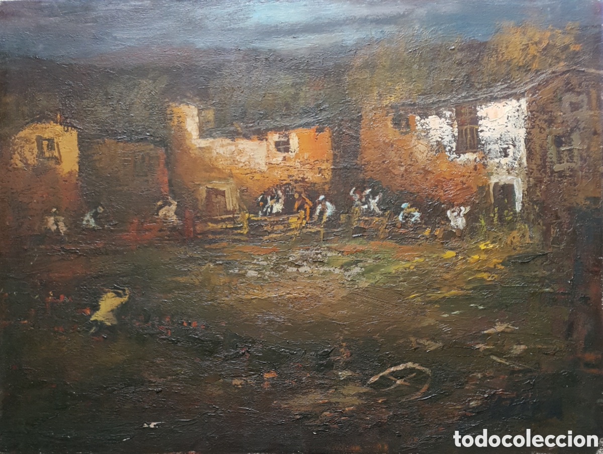 Arte: Juan Escoda Corominas (Barcelona, 1920-2012) - Ambiente de Capea Tradicional.Oleo/Tela.Firmado.1996