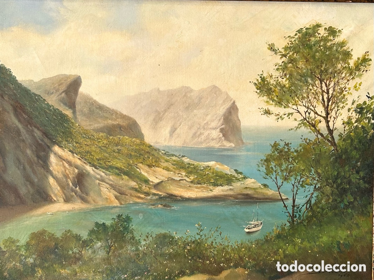Arte: B. Vicario (activo hacia 1960) &mdash; &ldquo;Paisaje desde la carretera de Formentor, Mallorca&rdquo;, 1962