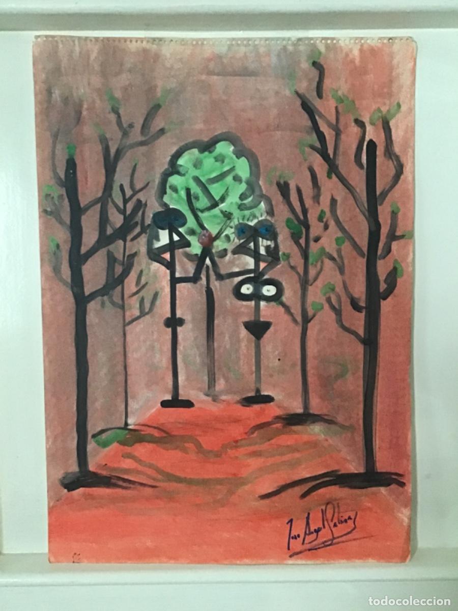 Arte: Jos&eacute; &Aacute;ngel Salinas &Aacute;lvarez.(Tudela 1958).*Adan, Eva y la manzana &ldquo; TM/papel. 45x33 cm. Firmada
