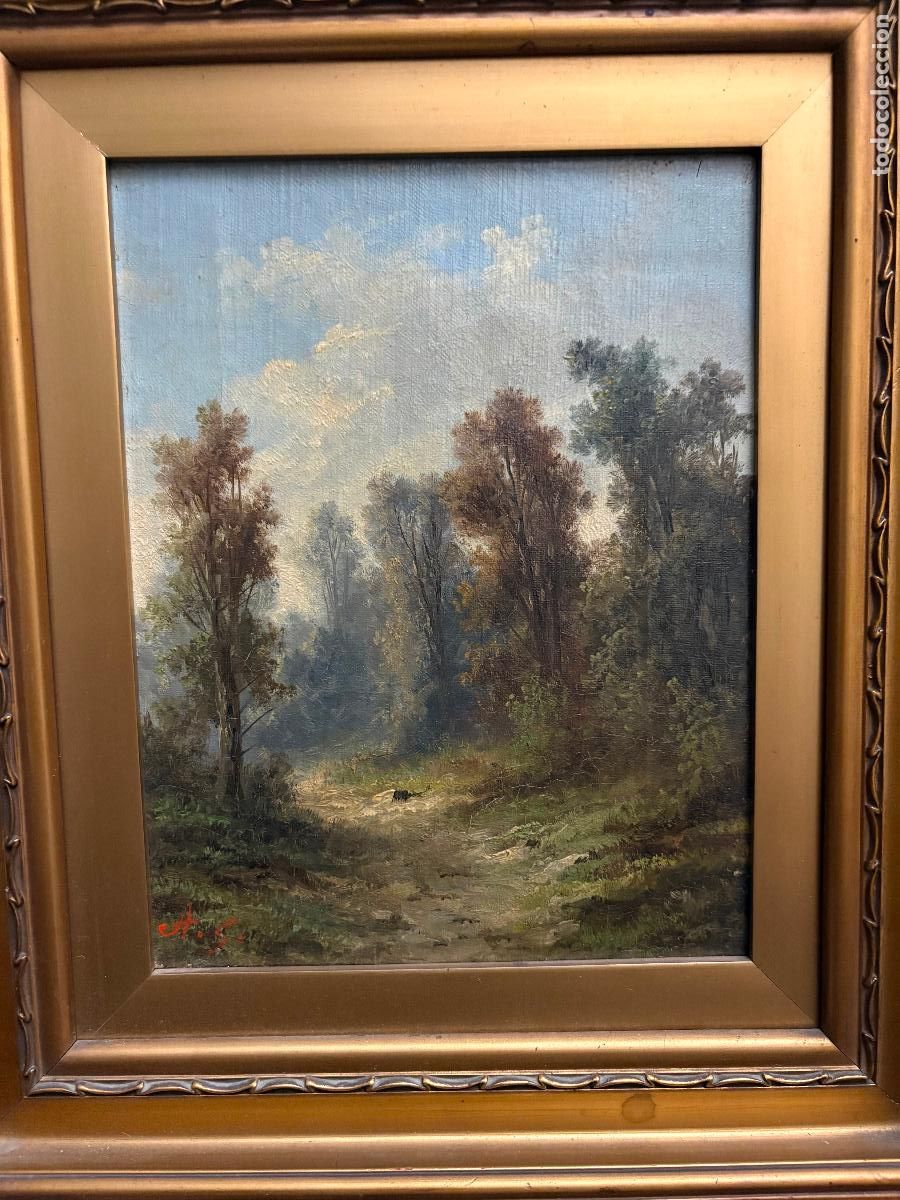 Arte: &Oacute;leo paisaje S XIX. Firmado A.S.