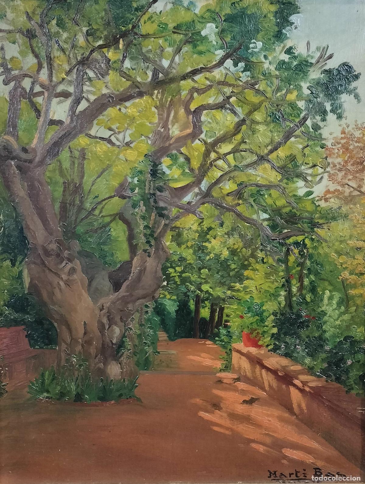 Arte: VISTA DE UN CAMINO EN EL BOSQUE. MARTI BAS. &Oacute;LEO SOBRE LIENZO. ESPA&Ntilde;A. SIGLO XX.,