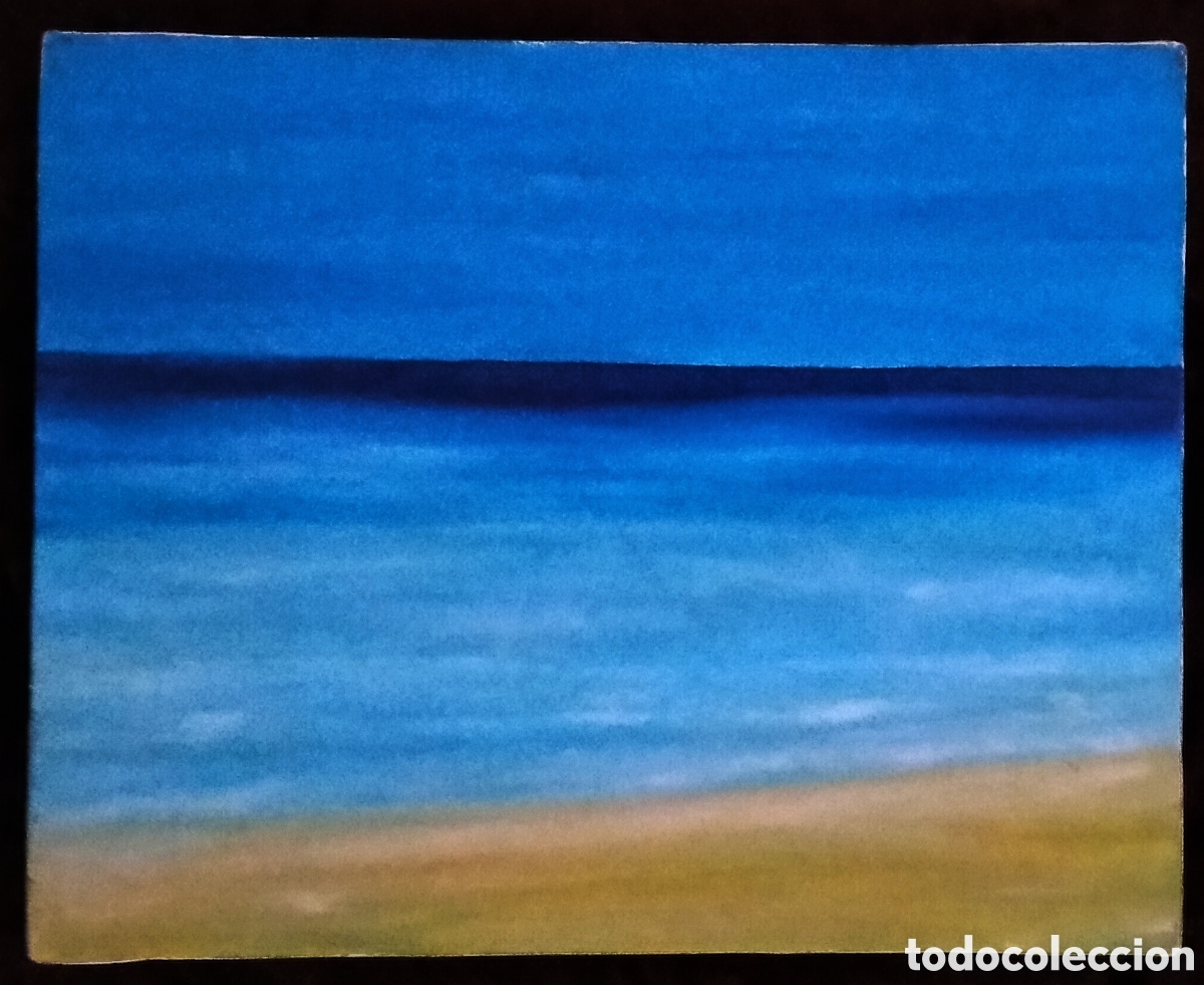 Arte: &Oacute;LEO s. LIENZO (REALISMO). MARINA; * ANOCHECER EN LA PLAYA *. AN&Oacute;NIMO. PRECOSA OBRA