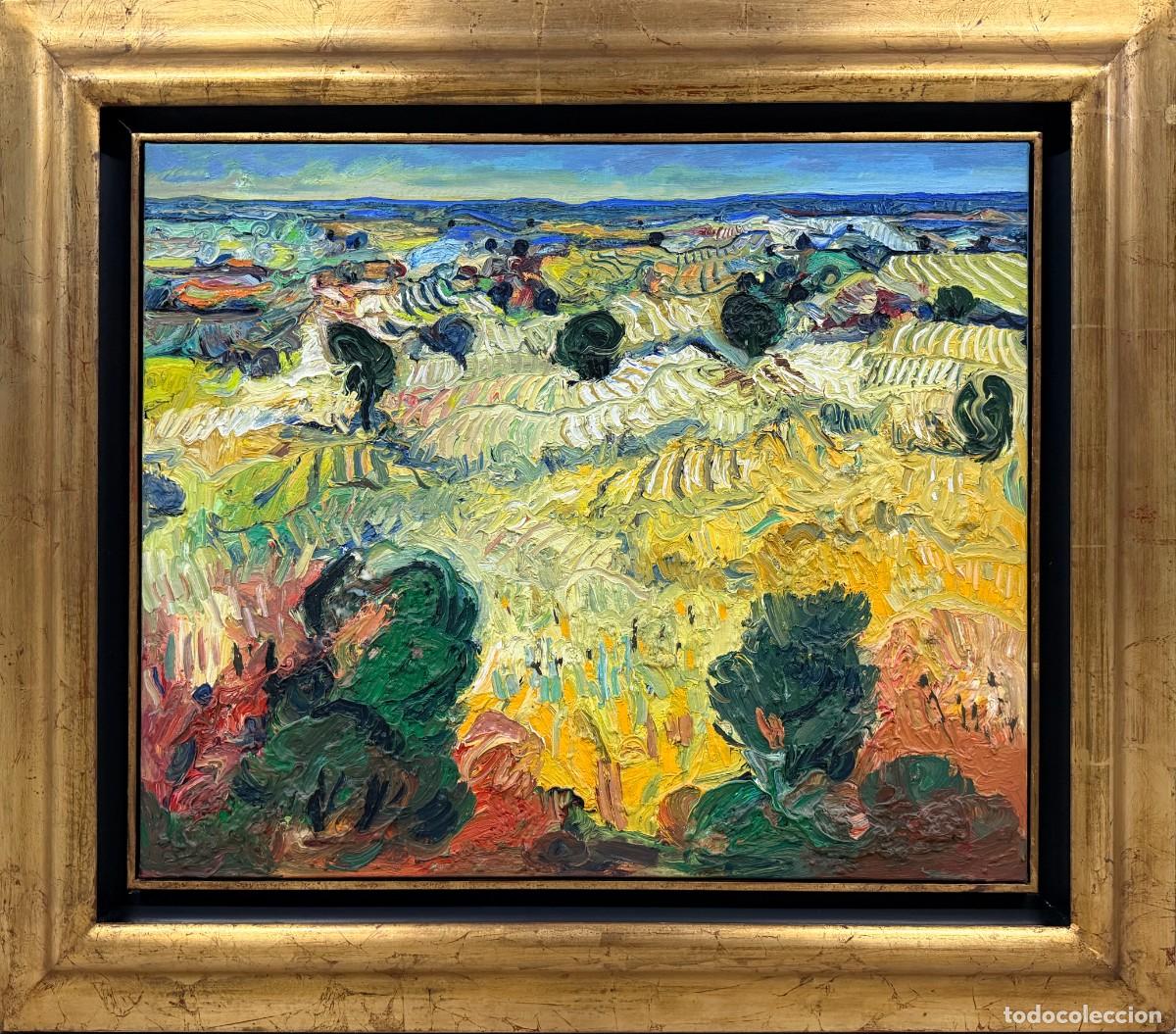 Arte: Ulpiano Carrasco - Verano en Castillejo - &oacute;leo sobre lienzo 1998 - paisaje manchego con olivos