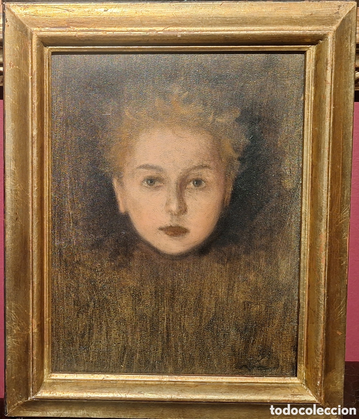 Arte: RETRATO FEMENINO. ESCUELA CATALANA. FIRMADO R.C.?