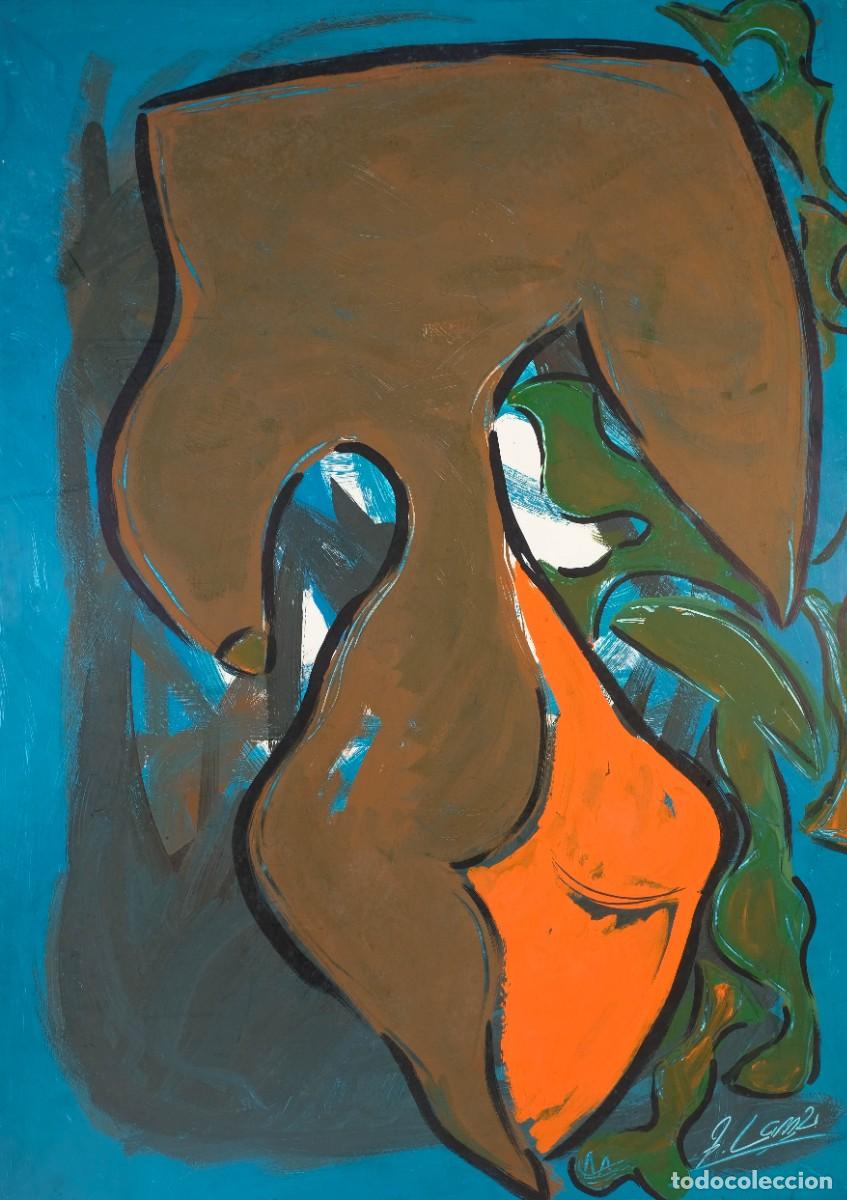 Arte: ALFREDO LANZ (MADRID, 1945) &Oacute;LEO SOBRE CART&Oacute;N PEGADO A T&Aacute;BLEX COMPOSICI&Oacute;N FIRMADA