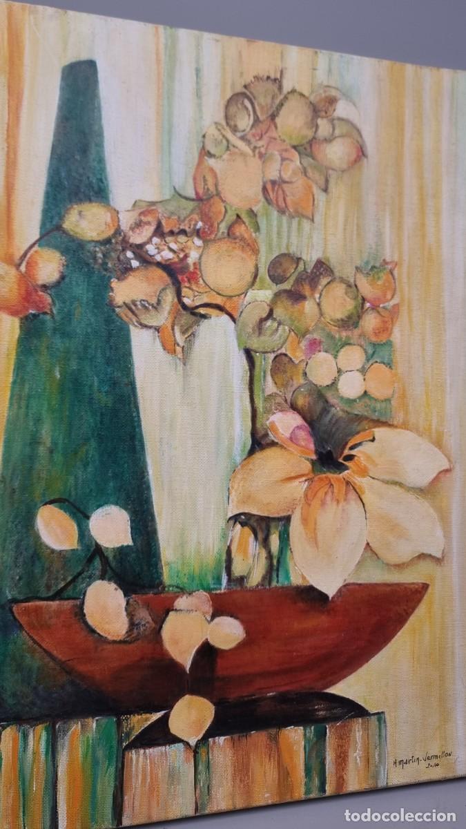 Arte: Bodeg&oacute;n firmado sobre lienzo 50 x 50 cm - Foto 3