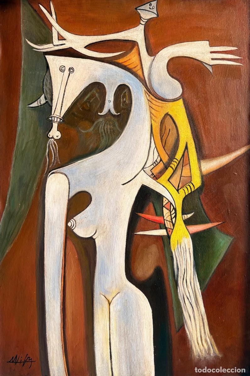 Arte: Pintura al oleo surrealista de Wilfredo Lam 15.7' x 23.6'