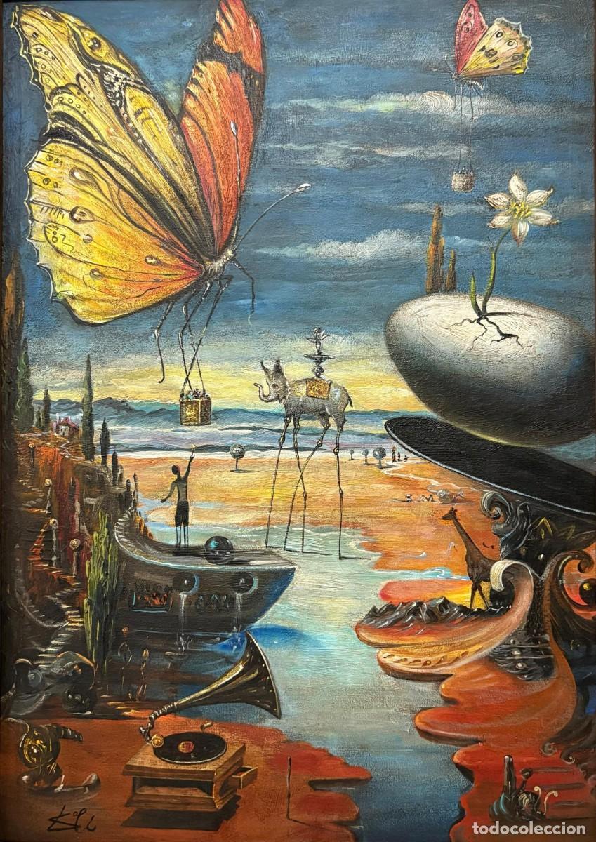 Arte: Hermosa pintura de Salvador Dal&iacute; al oleo 15.7' x 23.6'