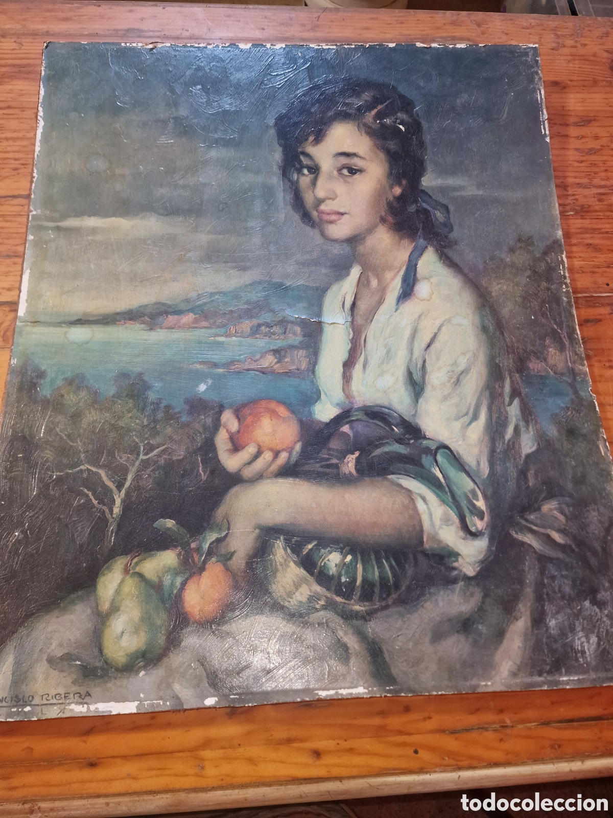 Arte: Antiguo cuadro firmado Francisco ribera,medida 62x51