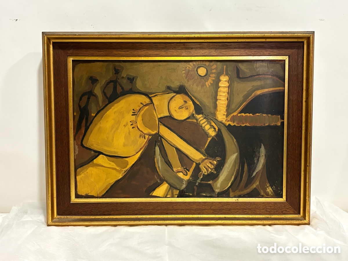 Arte: FRANCESC SUBARROCA(1932-2022) - COMPOSICI&Oacute;N CUBISTA - ESCENA TAURINA