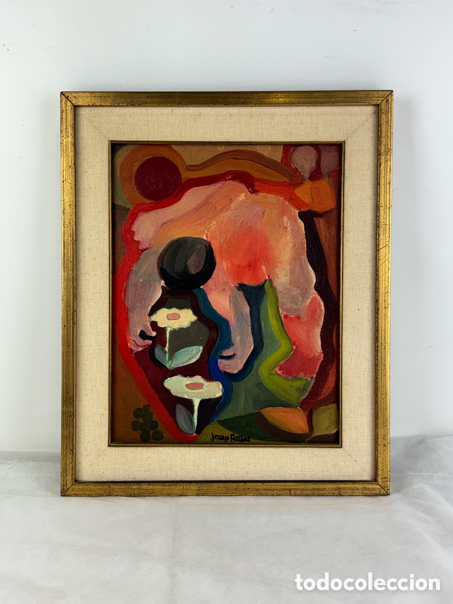 Arte: JOSEP FOSSAS (CAMPDEV&Agrave;NOL) - OLEO LIENZO - CHICA DESNUDA CON FLORES