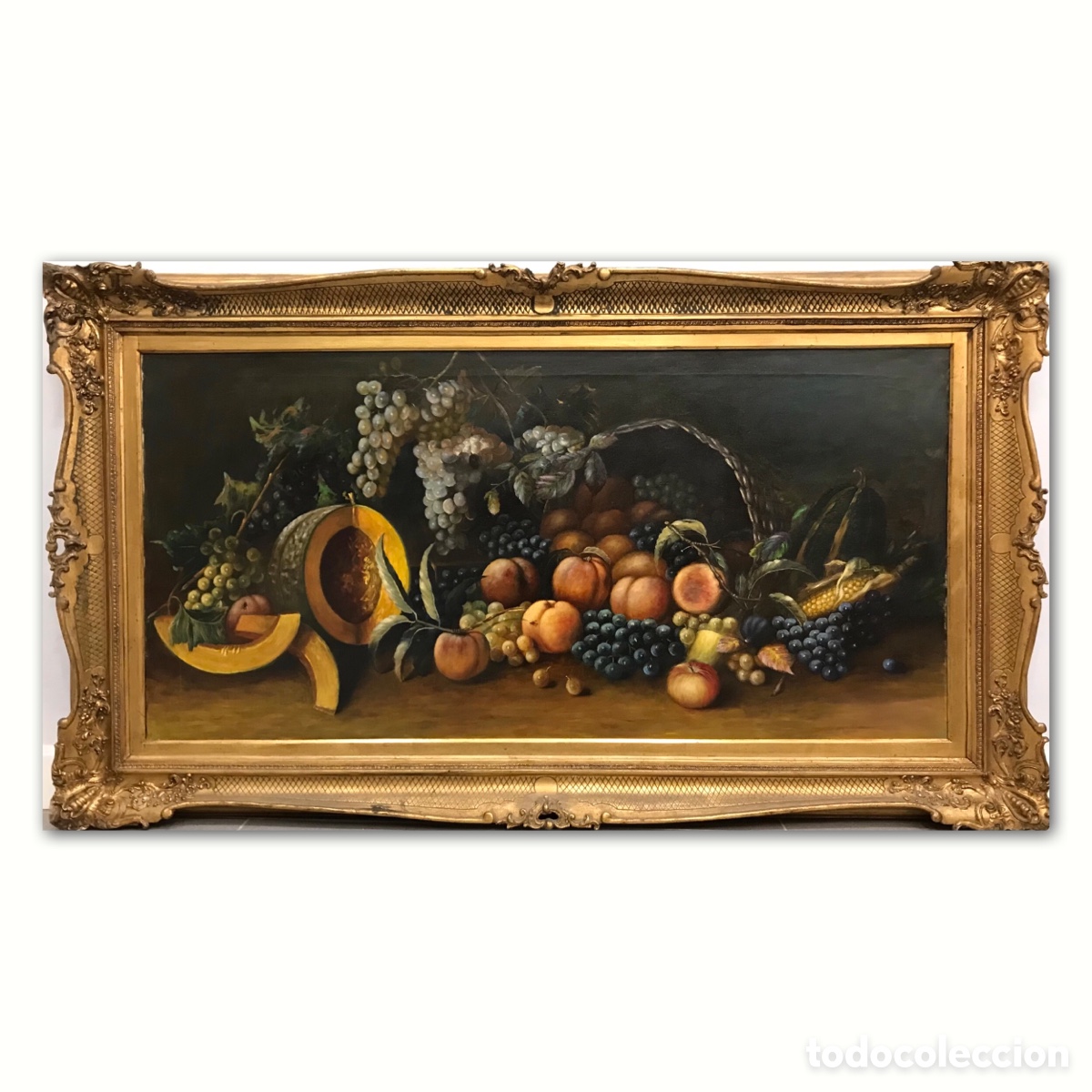 Art: &ldquo;Natura Morta con Frutti e Vendemmia&rdquo; Scuola Italiana del S.XIX, 141x81cm