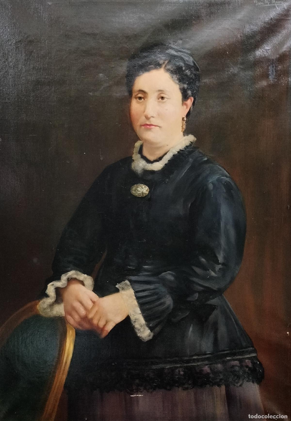 Arte: RETRATO DE MUJER CON VESTIDO NEGRO. JOSE MARIA MARQU&Egrave;S. &Oacute;LEO SOBRE LIENZO. ESPA&Ntilde;A. 1926.