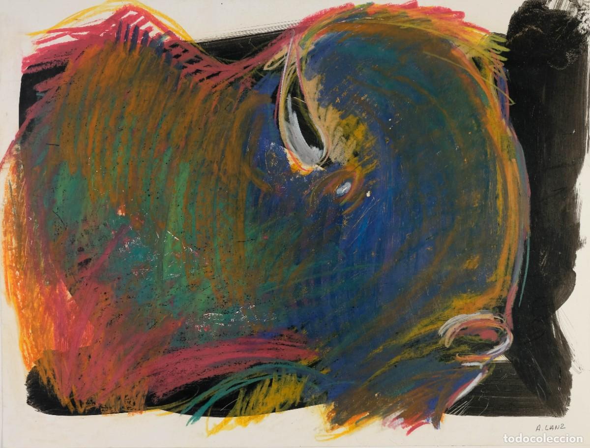 Arte: ALFREDO LANZ (MADRID, 1945) &Oacute;LEO SOBRE PAPEL BISONTE AMERICANO FIMADO