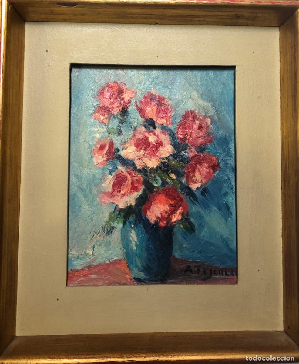 Arte: CUADRO BODEG&Oacute;N DE FLORES ENMARCADO Y FIRMADO , &Aacute;NGEL TORRES ESCOLAR . &Oacute;LEO SOBRE CART&Oacute;N .