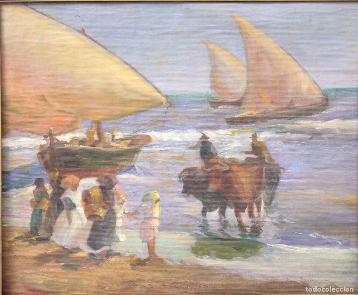 Arte: Andr&eacute;s Carceller N&uacute;&ntilde;ez &ndash; Playa &ndash; &Oacute;leo sobre lienzo firmado, 51 x 71 cm