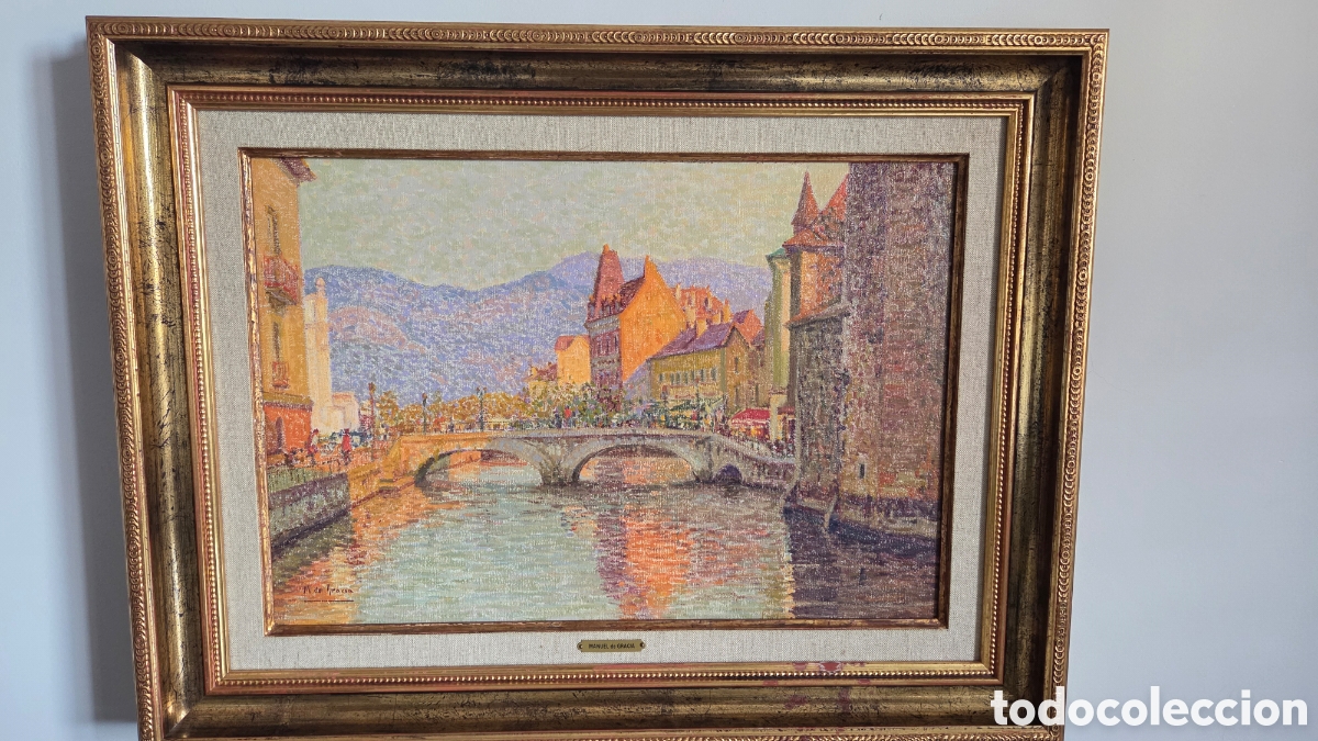 Arte: &Oacute;leo sobre lienzo de MANUEL DE GRACIA (1937-2017) - &rdquo;Lluvia al amanecer, Annecy&rdquo;