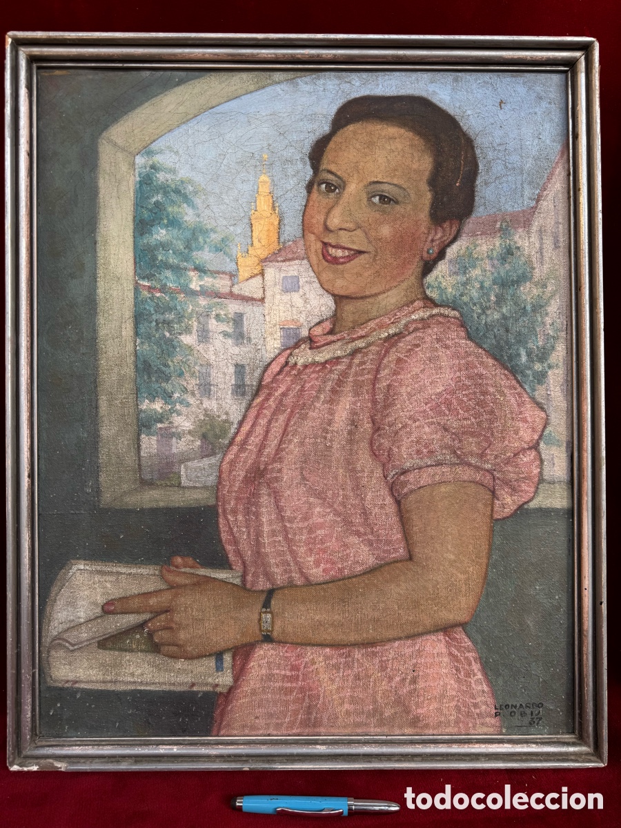 Arte: Antiguo oleo sobre lienzo, firmado,1937!