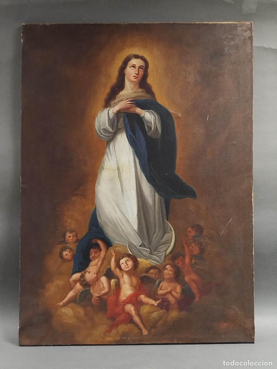 Arte: &Oacute;LEO SOBRE LIENZO COPIA INMACULADA DE SOULT SIGLO XIX