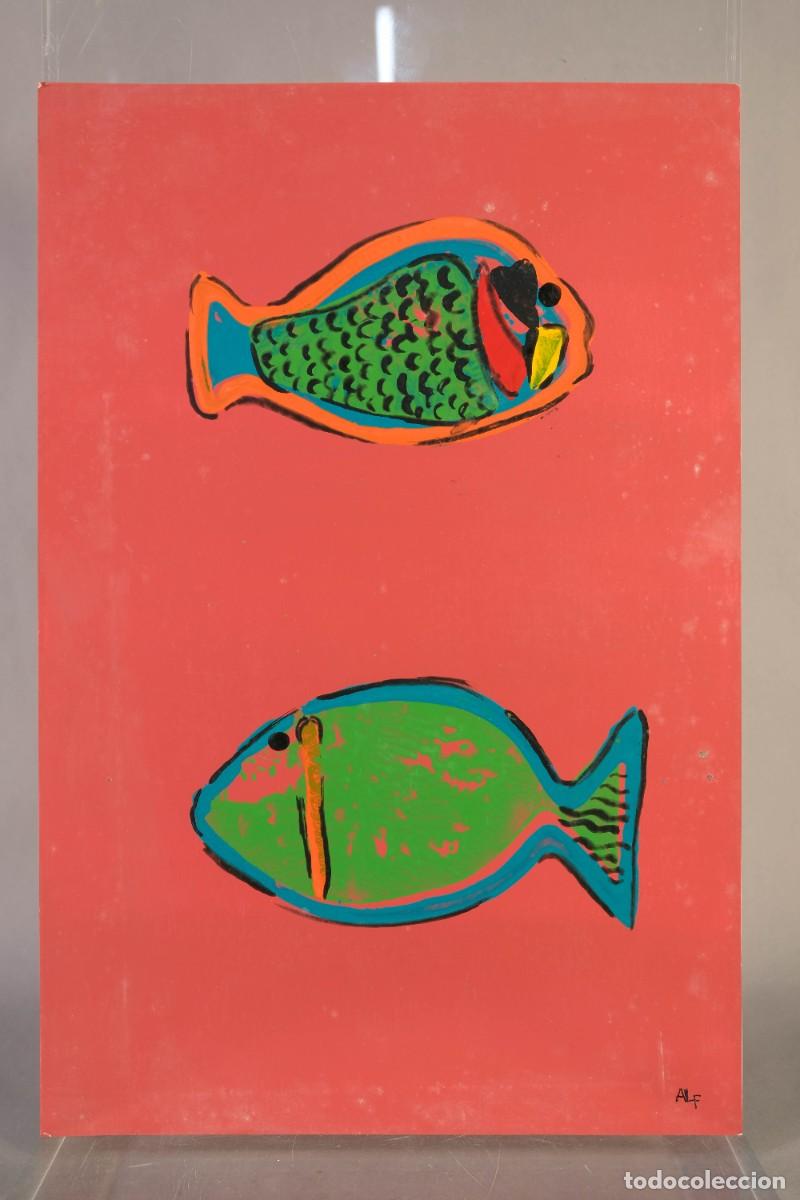 Arte: &Oacute;LEO SOBRE PAPEL PECES - Foto 2