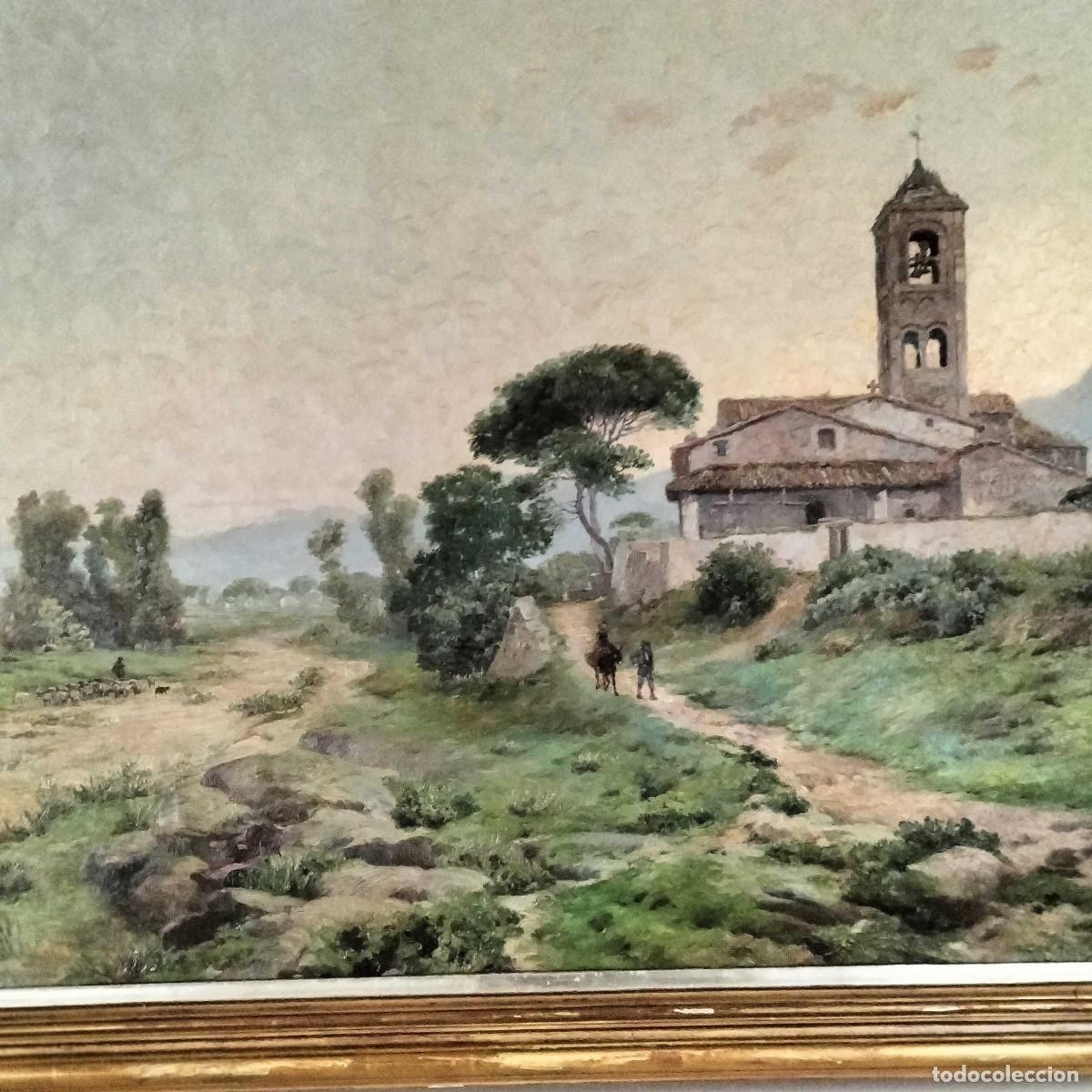 Arte: Paisaje al &oacute;leo del pintor J. Pahissa. Medidas 140 x 90