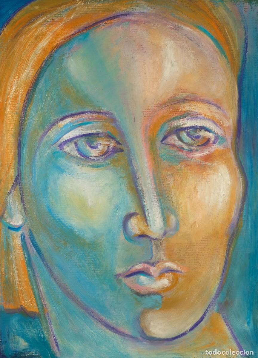Arte: &Oacute;LEO SOBRE CART&Oacute;N ROSTRO FEMENINO