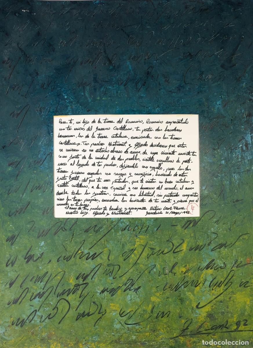 Arte: ALFREDO LANZ (MADRID, 1945) &Oacute;LEO SOBRE PAPEL COMPSICI&Oacute;N CON DEDICATORIA FIRMADO Y FECHADO 1992