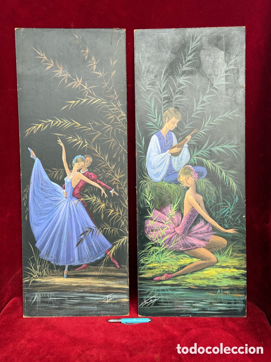 Arte: Lote de 2 preciosos cuadros,oleo sobre tabla!
