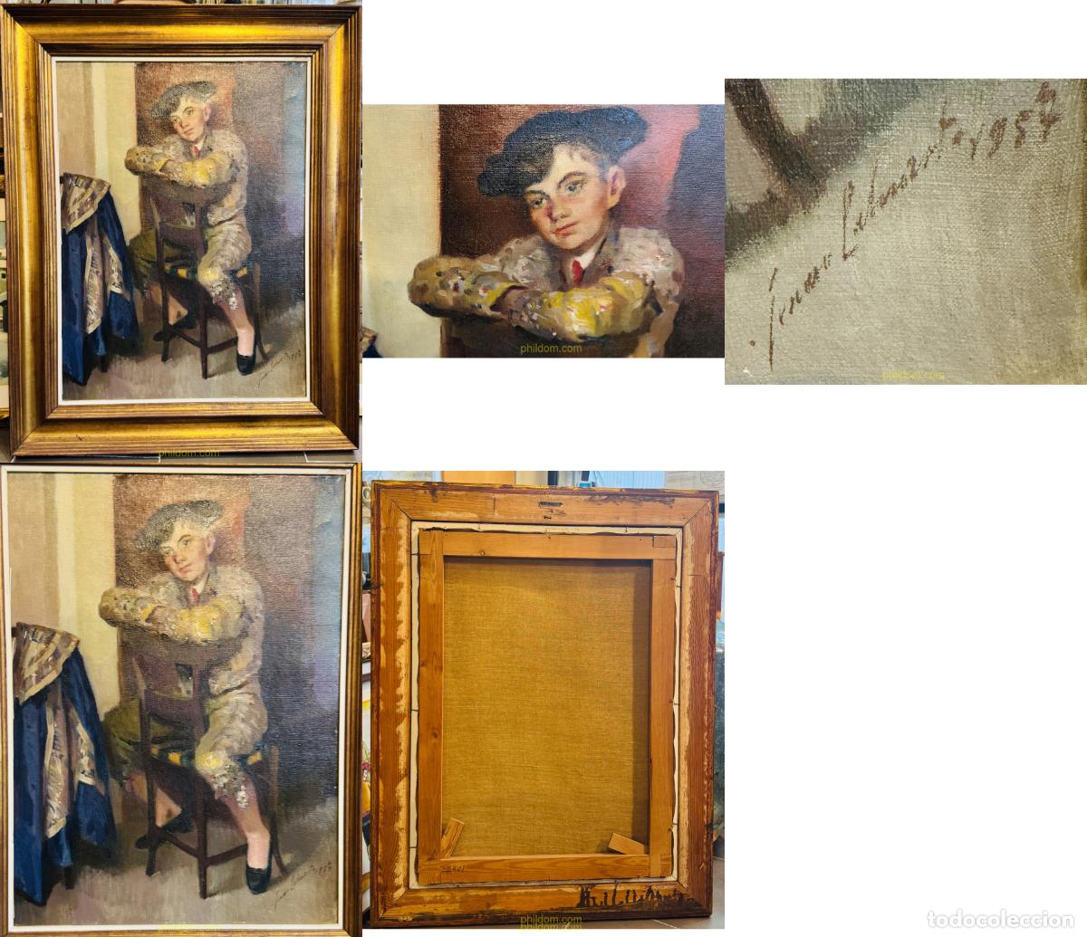 Arte: GENARO LAHUERTA LOPEZ. JOVEN TORERO 1957. OLEO SOBRE TELA. 72 x 53 cm