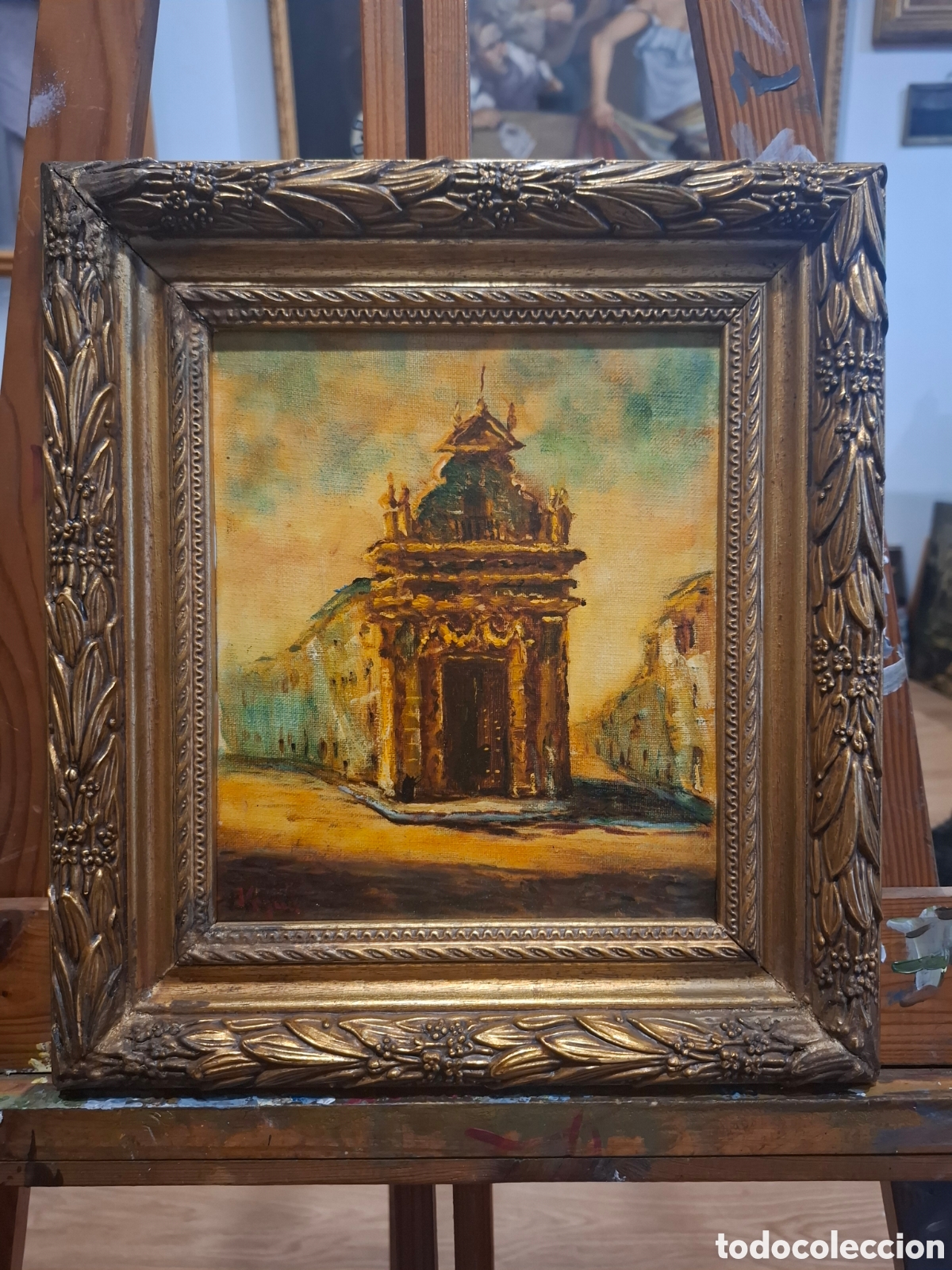 Arte: Oleo sobre lienzo imagen de una iglesia 35x31