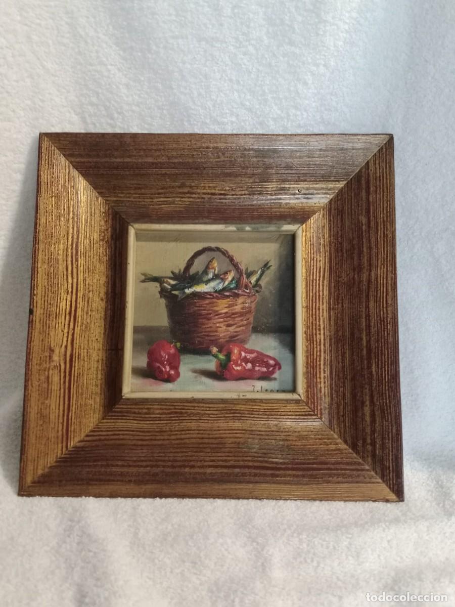 Arte: EXCELENTE MINIATURA , J. LOPEZ, OLEO SOBRE TABLA, OLEO 12x12 cm, CON MARCO 24'5x24'5 cm