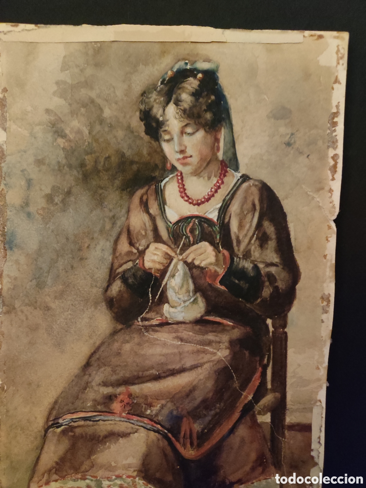 Arte: Mujer cosiendo Villegas - Foto 2