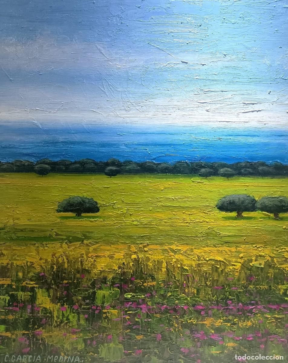 Arte: CUADRO &Oacute;LEO &rdquo;FLORES MALVAS Y ENCINAS&rdquo;