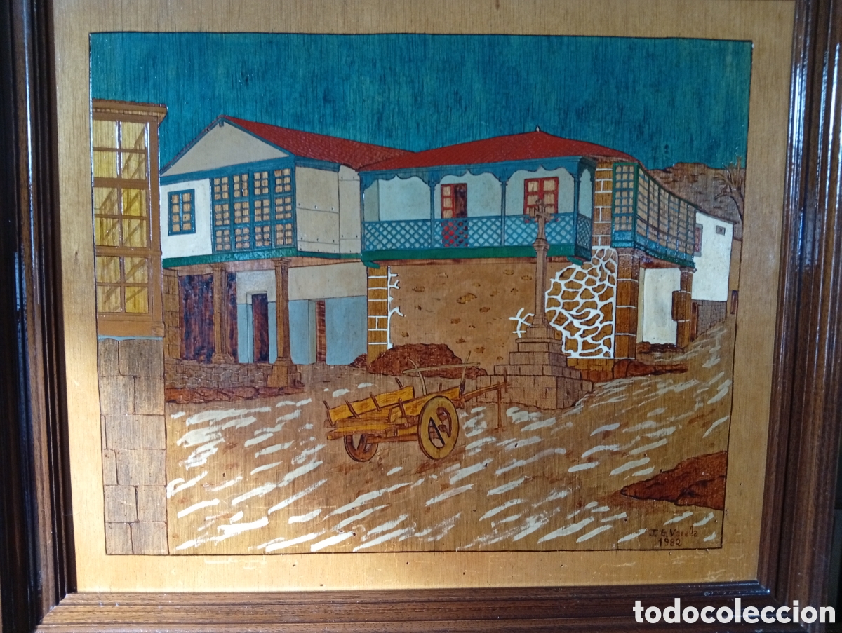 Arte: Preciosa decorativa pintura gallega madera firmado Varela