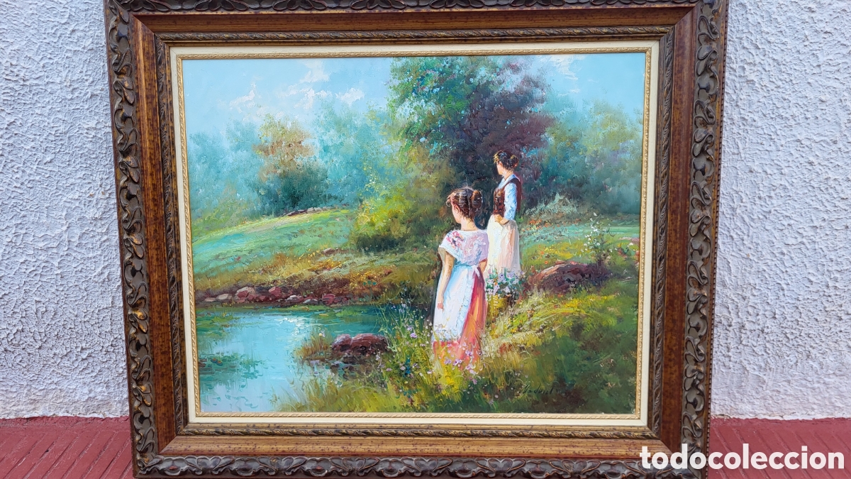 Arte: Antiguo cuadro pintura &oacute;leo sobre lienzo