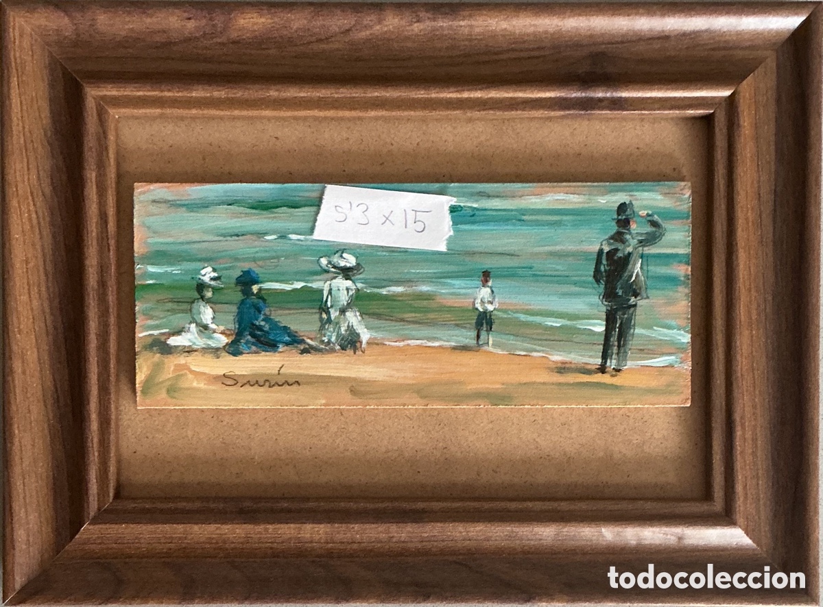 Arte: Cuadro original al &oacute;leo, peque&ntilde;o formato 5,3x15 cm.