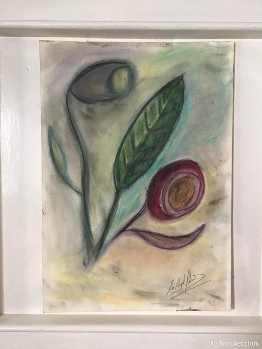 Arte: Jos&eacute; &Aacute;ngel Salinas. Flores. T&eacute;cnica Mixta / papel . 47x34 cm. Firmado &aacute;ngulo inferior derecho.