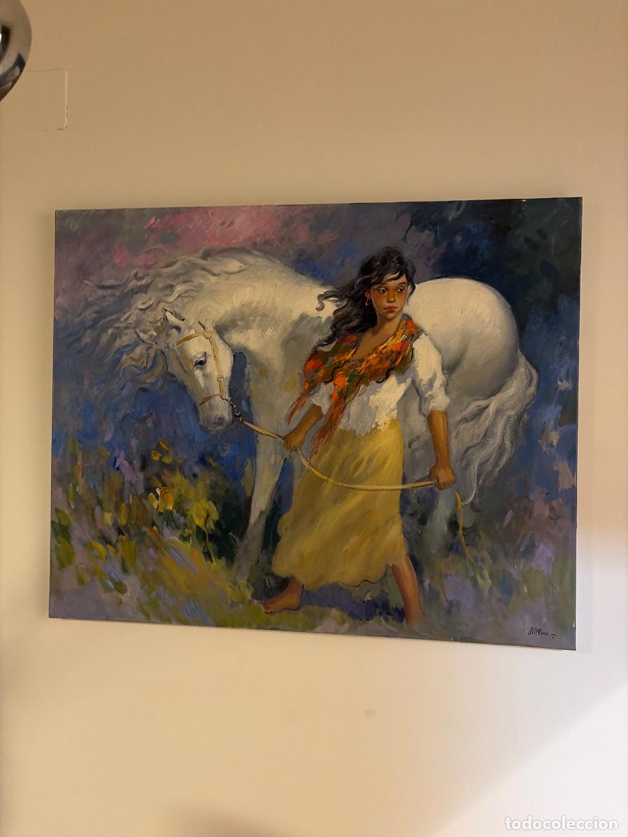 Arte: Mujer con caballo banco