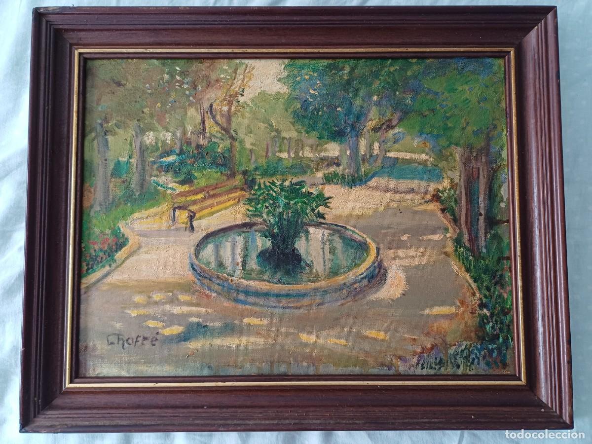 Arte: &rdquo;&Oacute;leo Luminista Jos&eacute; Chofr&eacute; - Escena de Jard&iacute;n con Fuente - Firmado y Numerado
