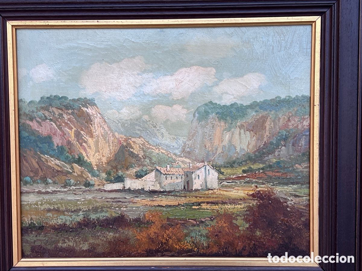 Arte: &Oacute;leo sobre lienzo - Paisaje Rural - Antonio Navarro Serralta (Alicante, 1950) - Enmarcado