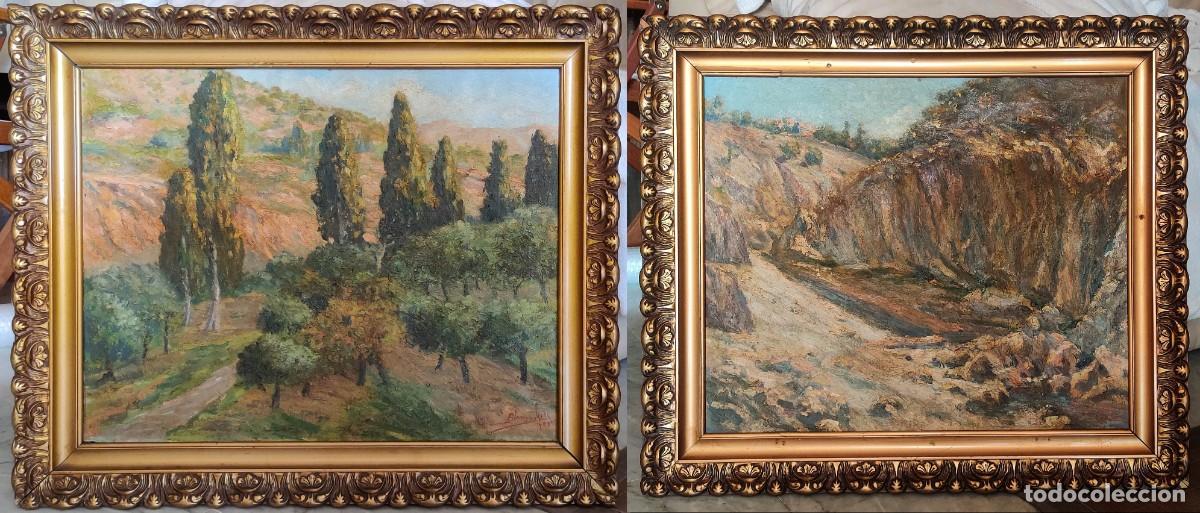 Arte: Pareja de &oacute;leos originales de Francisco Blanca Mora (1907 &ndash; 1956) &ndash; Diferente formato