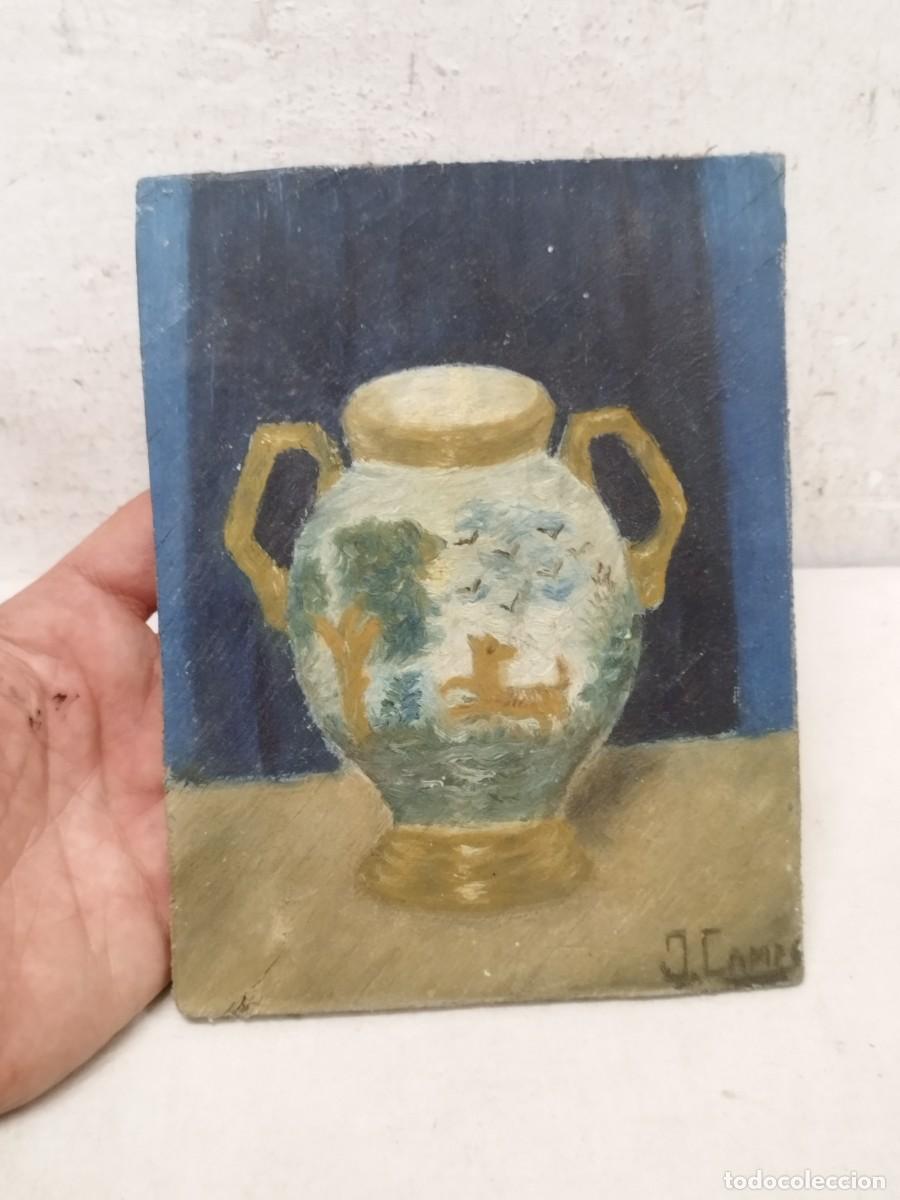 Arte: Antiguo ole sobre tabla, de un jarr&oacute;n. Firmado.