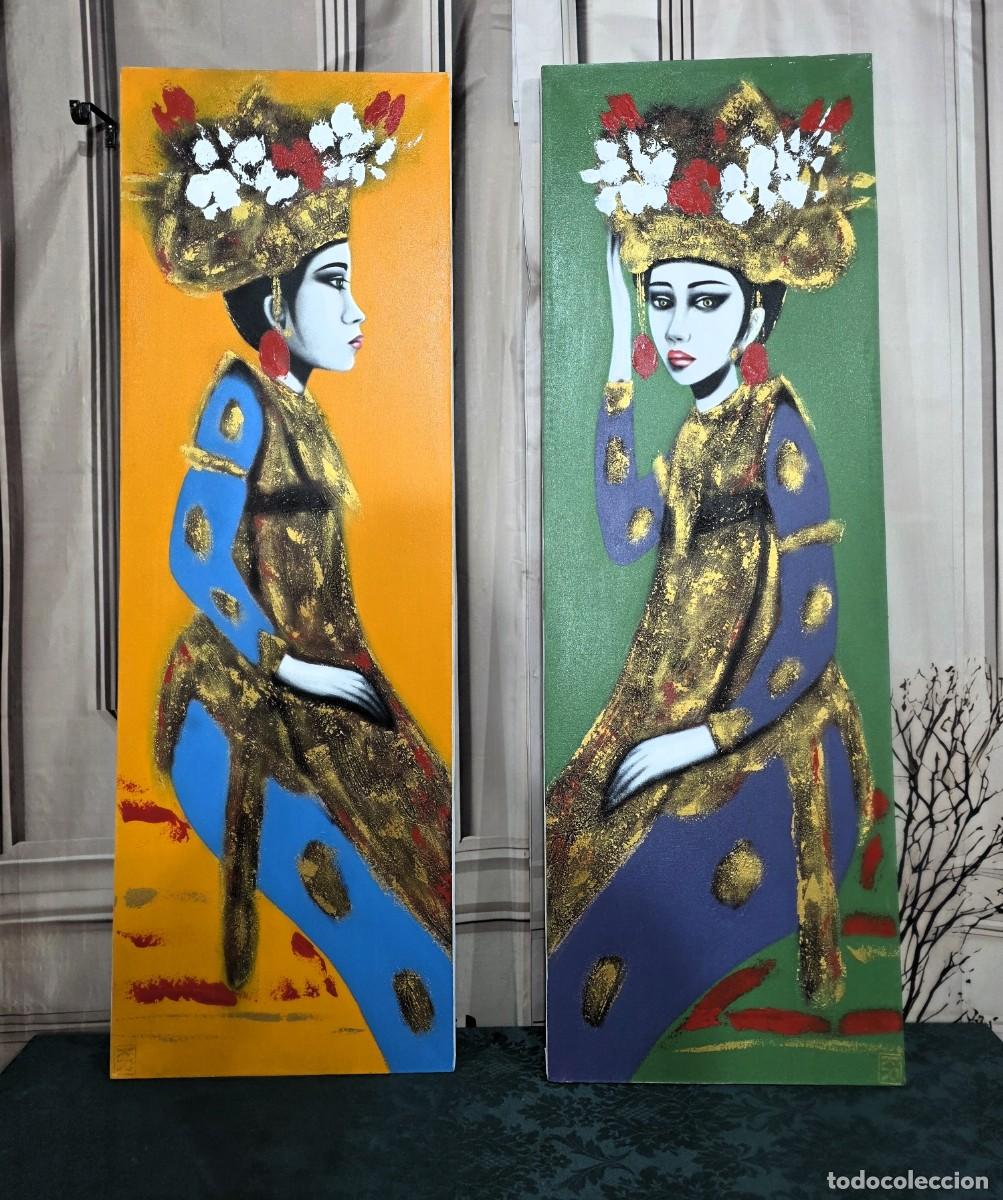 Arte: Pareja de pinturas de arte indonesio