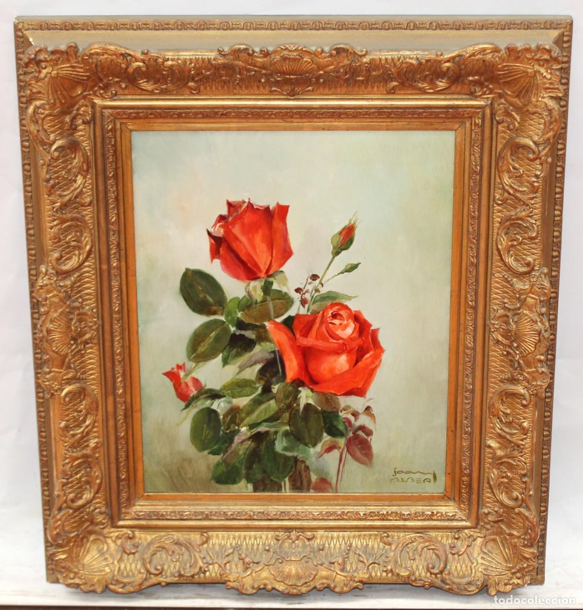 Arte: JOAN ALBERT SOL&Eacute; (1919 - ??) OLEO SOBRE TELA. BODEGON DE ROSAS