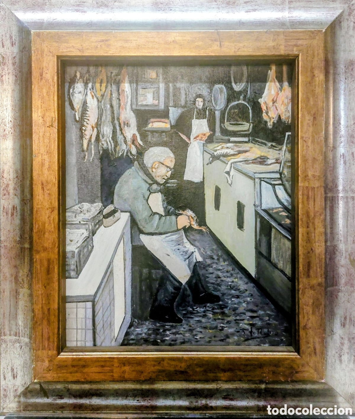 Arte: RUBIO.J. OLEO TELA 46X38 MAS MARCO TITULO LA POLLERIA