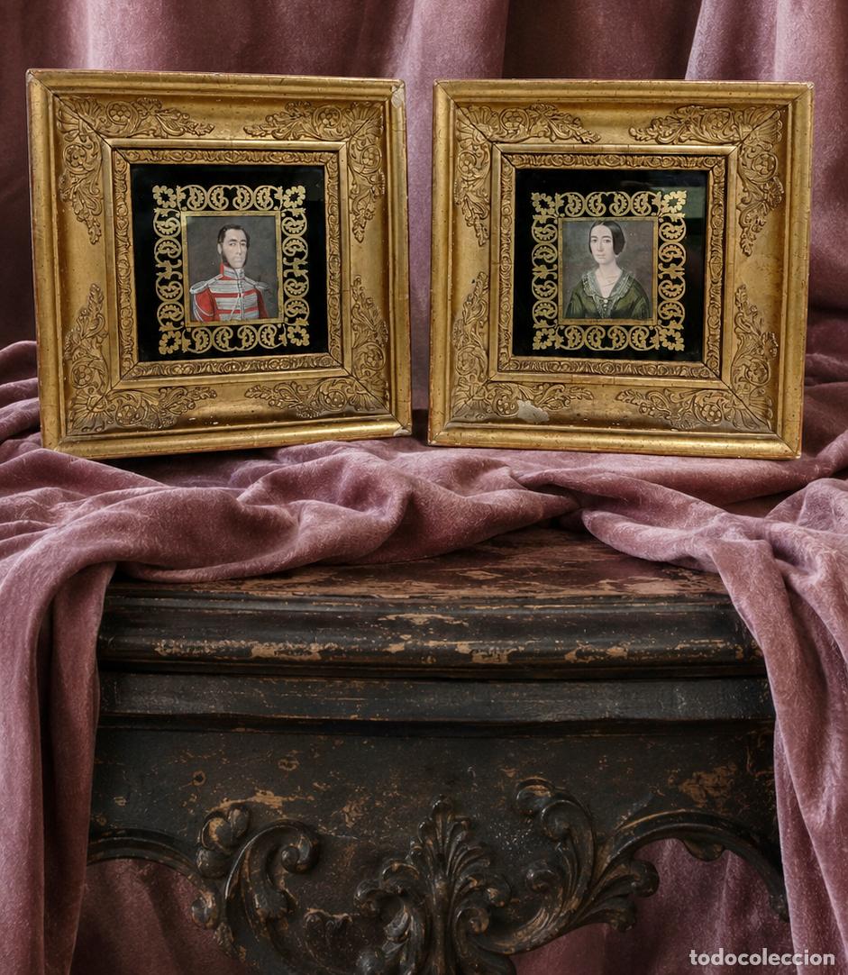 Arte: Pareja de miniaturas de Jos&eacute; Roldan y Martinez. Siglo XIX